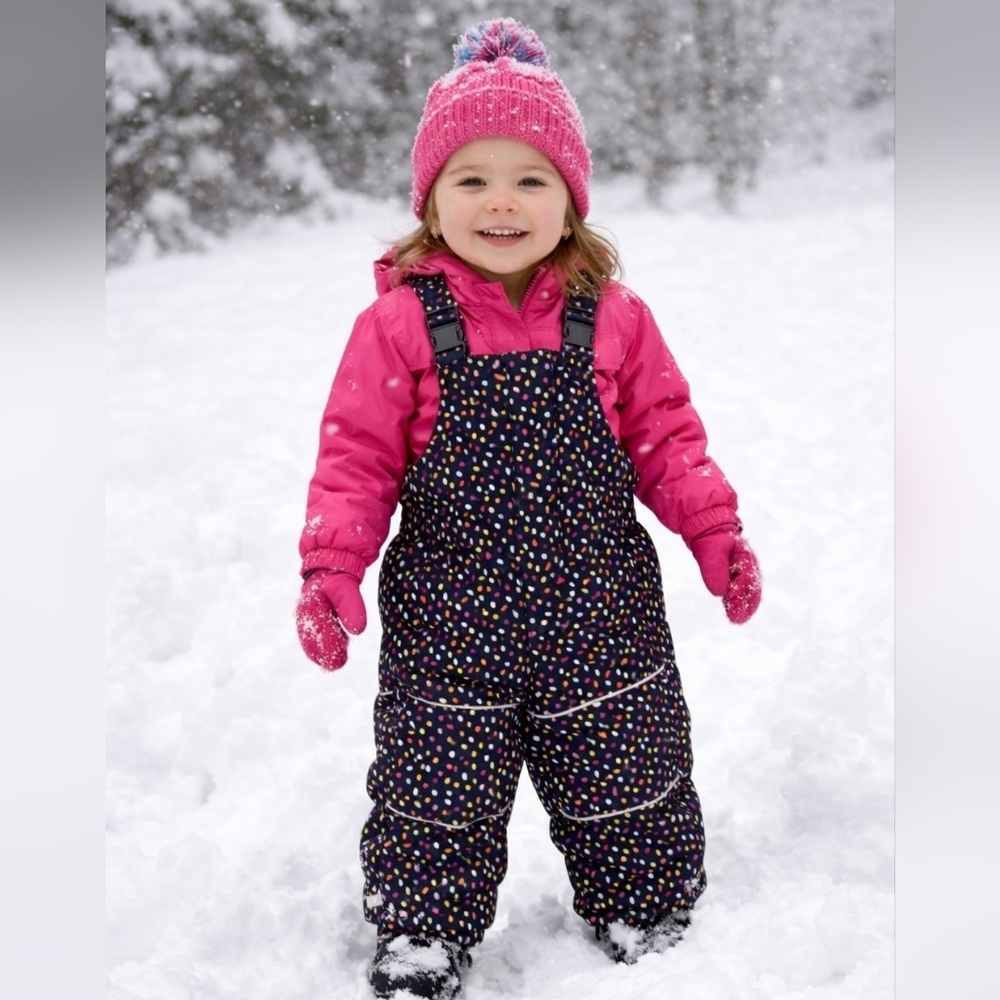 Hanna Andersson Winter Wear Girl Snow Bib Overalls Polka Dot Size 90 CM = 3T /3
